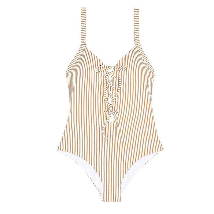 Glam stripes one piece padded triangle swimsuit - Oxford Street